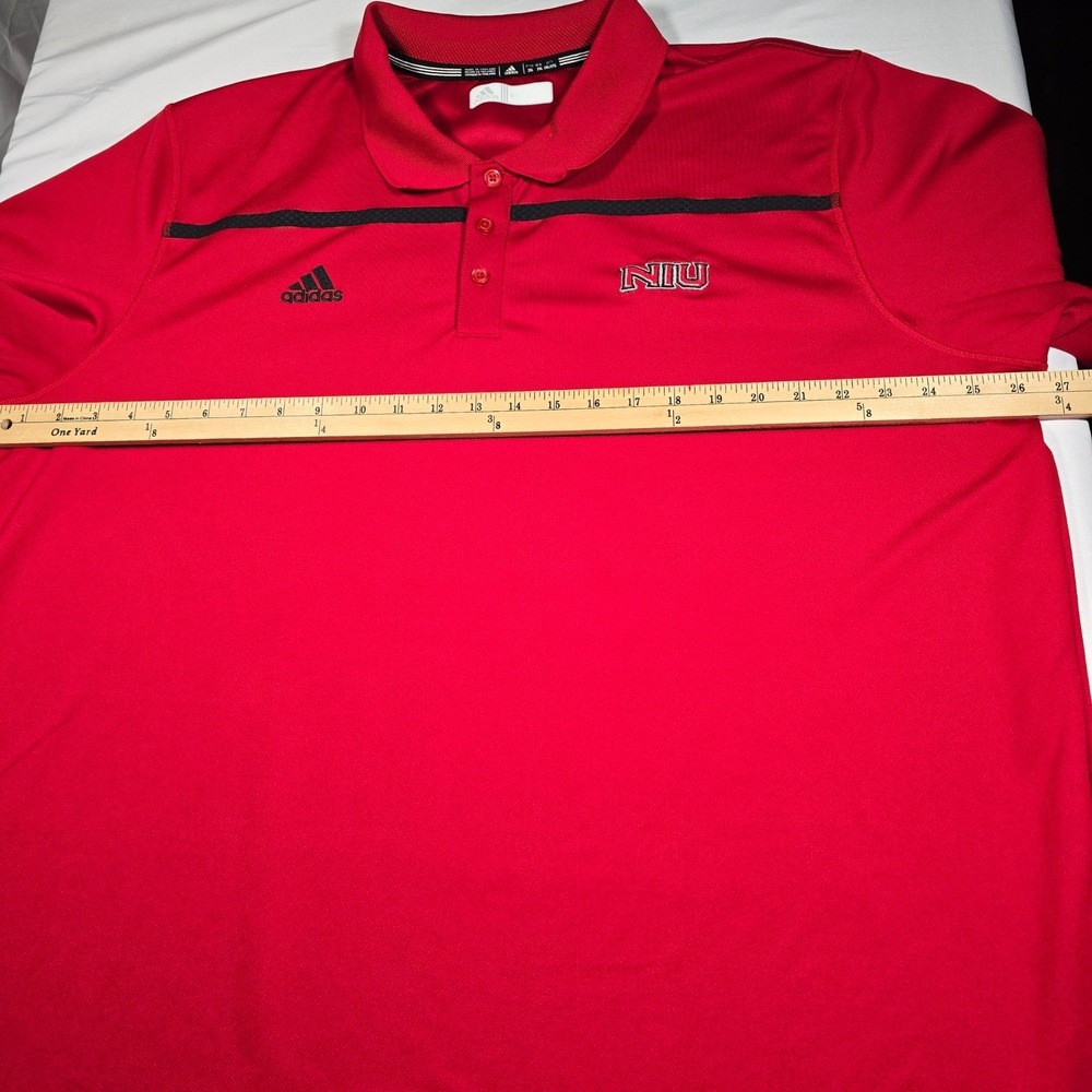 Adidas NIU Huskies Climalite Polo Shirt Mens 2XL Red Short Sleeve Golf Gym Sport - Picture 6 of 8